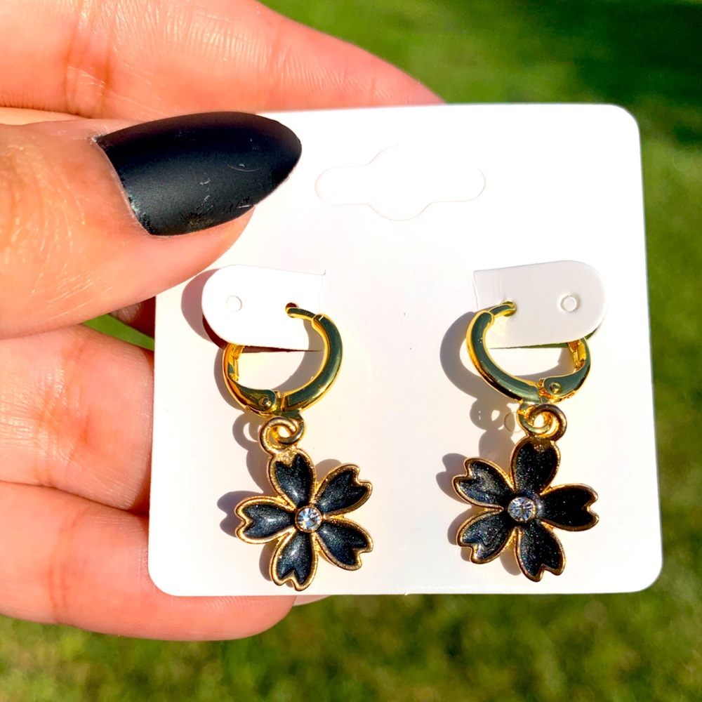 Black Cherry Blossom Earrings